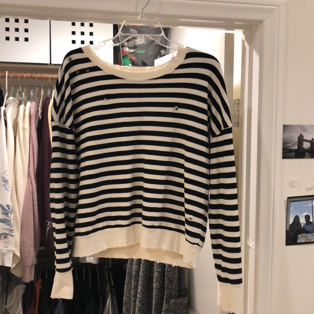 Splendid Black and White Striped Sweatshirt
